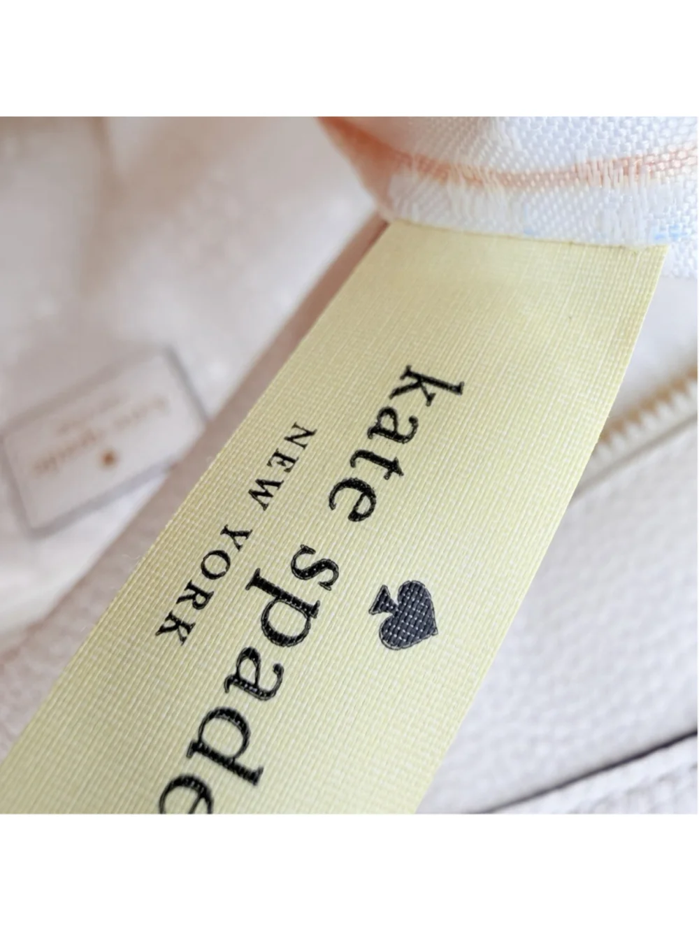 KATE SPADE New York Large Pebbled Leather Zip Tote Cream Whipstitch